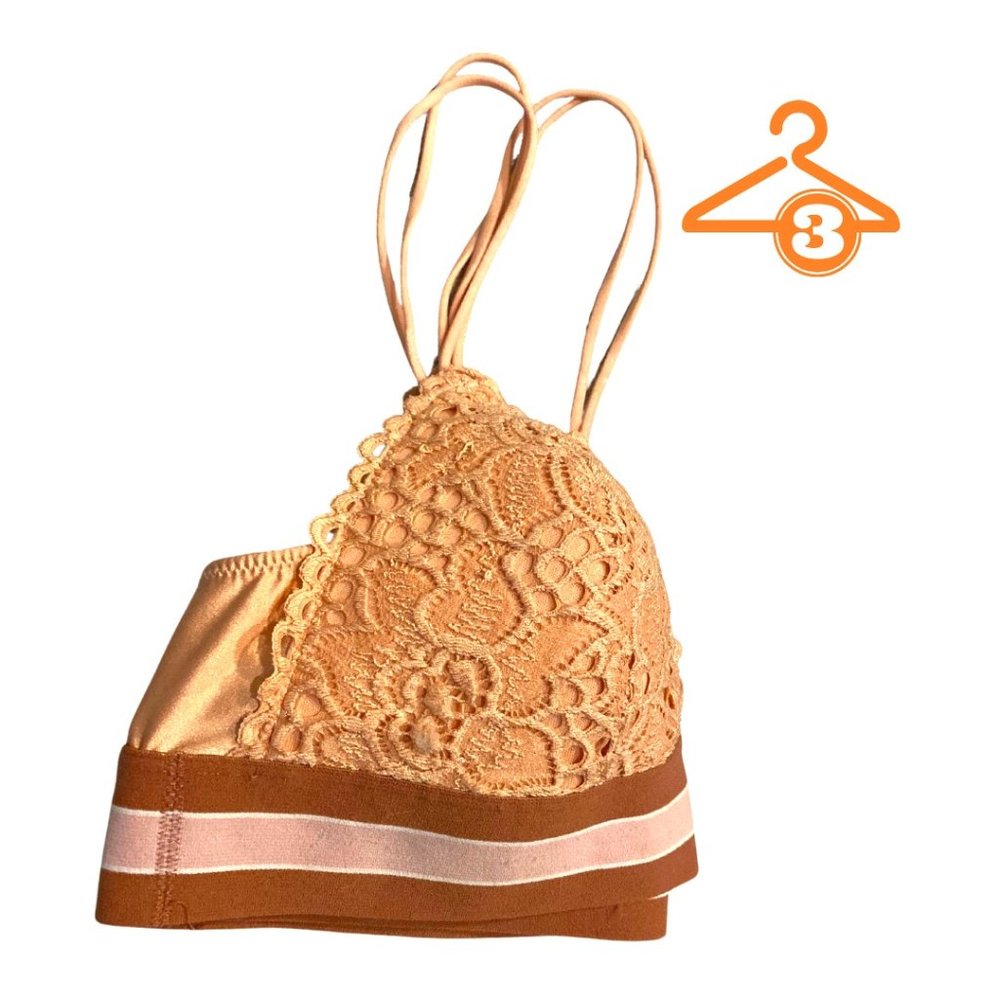 Aerie Lace Bralette, Orange, Size Medium